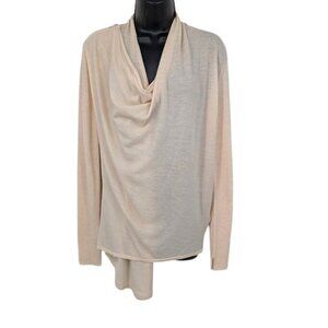 All Saints Cardigan Women Size M 100% Merino Wool Lightweight Coastal Asymmetric